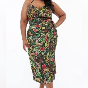 NWTs unique vintage tropical halter dress